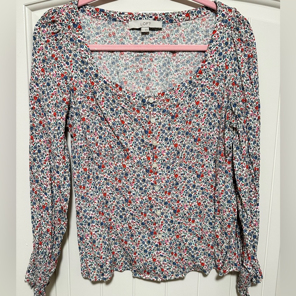 LOFT Multicolor Floral Skirt